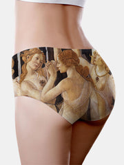 Women's Ice Silk Seamless Panties with Masterpiece Painting Print