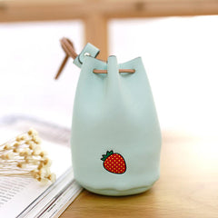 Women Pu Leather Fruit Pattern Coin Bag String Change