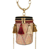Women Summer Tassel Chains Straw Handbag Crossbody Bag Shoulder Bag
