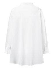 Long Sleeve Lapel Button Down Irregular Hem Blouse For Women