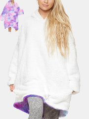 Women's Starry Sky Reversible Blanket Hoodie with Pocket - Oversized, Thick, Comfy Homewear