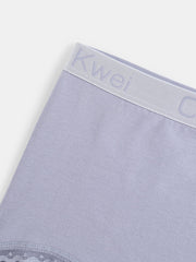 Women's Cotton Lace Trim Panties with Letter Waistband - Solid Color, Cozy Lining