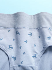 Women's Deer Print Cotton High Waist Stretch Panties