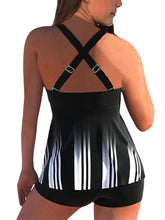 Women's Swimwear Tankini 2 Piece Plus Size Swimsuit Open Back Printing Flower Green Rosy Pink Black Camisole V Wire Bathing Suits New Vacation Fashion / Modern / Padded Bras