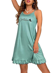 Women's Summer Dress Slip Dress Mini Dress Daily Sexy Ruffle Print Letter Strap Home Lounge