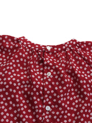 Women Allover Floral Print Puff Sleeve Stand Collar Casual Blouse