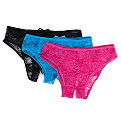 Plus Size Sexy Crotchless Lace Ruffle Back Low Waist Panties for Women