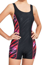 Women's Swimwear Diving Plus Size Swimsuit Modest Swimwear Open Back Printing for Big Busts Striped Black Blue Padded Scoop Neck Bathing Suits New Vacation Holiday / Modern / Padded Bras