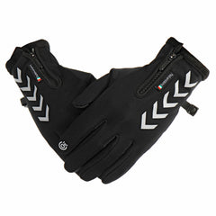 Winter Warm Touch Screen Full Finger Gloves Reflective Strip Windproof Anti slip Cycling Thermal Bike Glove