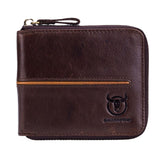 Men Genuine Leather Thick Wallet Multi-Card Card Holder Zipper