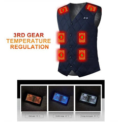 Men's Heated Vest - 16 Zones, Triple Temp Control, USB Electric Jacket for Winter Camping & Hiking