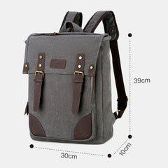 Men Casual Large Capacity Wear-Resistant Canvas Backpack Vintage 15.6 Inch Laptop Bag