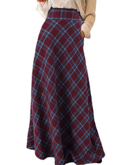 Plaid Print High Rise Pocket Skirt For Women