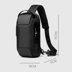 Men Oxford Password USB Charging Anti-theft Multi-Layers Waterproof Crossbody Bag Chest Bag Sling