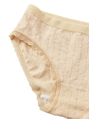 Women's Cotton Lace Trim Antibacterial Mid-Waist Panties