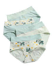 1Pcs Women Lemon & Leaves Print Cotton Breathable High Waisted Panties