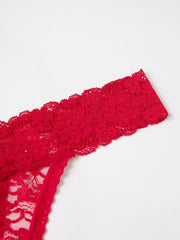 Plus Size Women Lace Solid Color Thong Low Rise Underwear