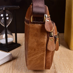 Men Genuine Leather Multi-pocket Vintage 6.3 Inch Phone Bag Crossbody Bags Shoulder Handbag