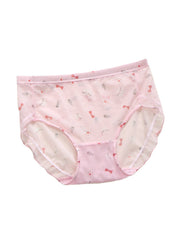 Plus Size Women Cartoon Print Ruffle Trim Mesh Breathable Panties