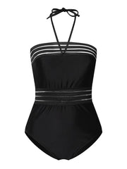 Women's Swimwear One Piece Monokini Normal Swimsuit Mesh Open Back Bandeau Solid Color Black Bandeau Padded Strapless Bathing Suits Sexy Fashion Sexy