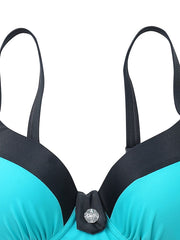 Women's Swimwear Bikini 2 Piece Normal Swimsuit Backless Slim Color Block Green Yellow Red Strap Bathing Suits Sexy Active Chic & Modern / New / Padded Bras