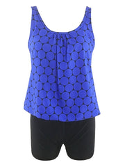 Women's Swimwear Tankini 2 Piece Normal Swimsuit High Waist Slim Polka Dot Blue Purple Bathing Suits Sports Basic Casual / New / Padded Bras