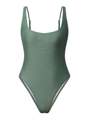 Women's Swimwear One Piece Monokini Bathing Suits Normal Swimsuit Tummy Control Slim Solid Color White Black Gray Pink Light Green Strap Bathing Suits Sports Casual Holiday / New / Padded Bras