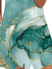 Women's Sleeveless Color Block Ruched V Neck Elegant Ruffle Dress