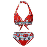 Women's Swimwear Bikini Bathing Suits 2 Piece Normal Swimsuit Halter 2 Piece Sexy Print Floral Print Light Green Pink Purple Padded V Wire Bathing Suits Sports Vacation Beach Wear