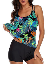 Women's Swimwear Tankini 2 Piece Normal Swimsuit 2 Piece Open Back Printing Floral Polka Dot Green White Black Blue Purple Padded Scoop Neck Bathing Suits New Vacation Holiday / Modern / Leaf / Strap