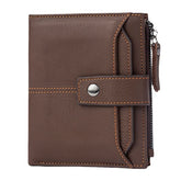 Men Short Bifold RFID Blocking Wallet Retro Casual Multi-card Slot Card Holder Cowhide Driver's License Wallet