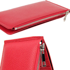 Men Women RFID Genuine Leather Long Wallet Credit Card Holder Zipper