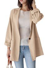 Women Plain Turn-Down Collar Casual Stylish Long Sleeve Blazer With Pockets