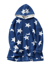 Women's Star Fleece Blanket Hoodie with Kangaroo Pocket - Warm & Cozy