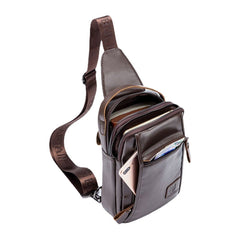 Vintage Genuine Leather Chest Bag Crossbody Shoulder