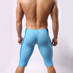 Yoga Running Sport Mesh Drawstring Stitching Quick Dry Swimming Trunks for Men