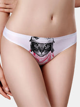 Women Cartoon Cat Print Low Waist Breathable Lining Soft Panties