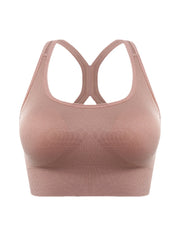 Women Solid Color Seamless Wireless Back Closure Yoga Sport Bra