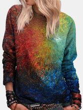 Women Colorful Tie-Dye Print O-Neck Casual Long Sleeve Pullover Sweatshirt
