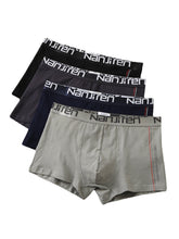 4Pcs Mens Cotton Letter Print Breathable Logo Waistband Pouch Boxers Underwear