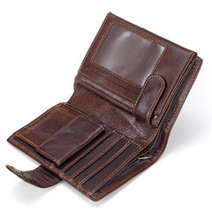 11 Card Holders Vintage Genuine Leather Oil Wax Coin Bag Hasp Wallet For Men