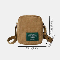 Unisex Corduroy Retro Mini Universal Outdoor Phone Bag Crossbody Shoulder