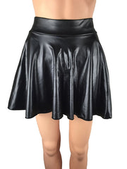 Women's Skirt Swing Above Knee Faux Leather Black Wine Blue Coffee Skirts Fashion Casual Daily