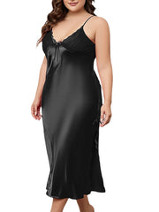 Women's Sexy Maxi Sheath Dress with Split Bow - Solid Color Party Slip Dress