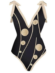 Women's Swimwear One Piece Beach Bottom Normal Swimsuit 2 Piece Tummy Control Printing Polka Dot Black Bodysuit Bathing Suits Sports Beach Wear Summer