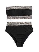 Women's Swimwear Bikini 2 Piece Normal Swimsuit Backless Printing High Waisted Leopard Black Strapless Bathing Suits New Vacation Sexy / Modern