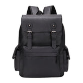 Men Casual Travel Multi-pocket Large Capacity Backpack Solid Retro Wear-resistant Waterproof PU Soft Leather 14 Inch Laptop Bag