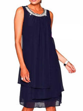 Women's Sleeveless Pure Color Crew Neck Casual Weekend Temperament Chiffon Dress