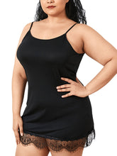 Women's Casual Summer Nightgown, O-Neck Lace Patchwork