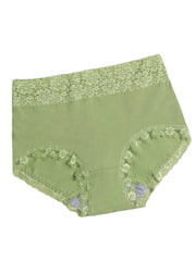 Plus Size Cotton High Waist Lace Trim Soft Breathable Women's Panty